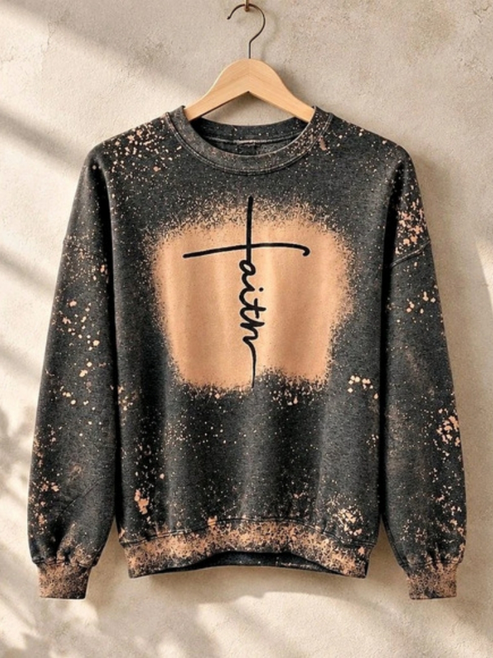 Bleached Graphic Sweatshirt in Black & Orange Like New